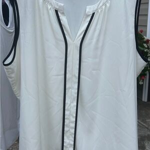 Calvin Klein White Blouse with Black Accents